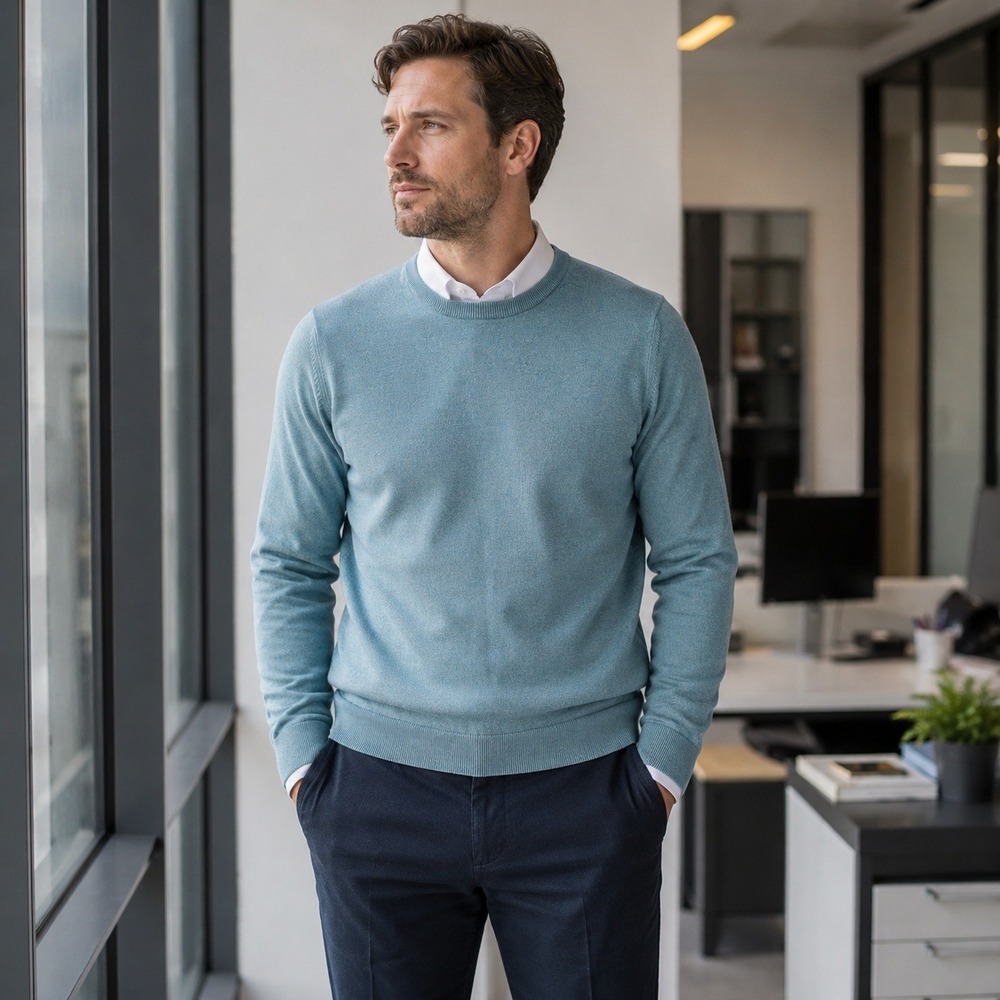 Gap Sweater Mens XL Blue‎ Crewneck Cotton Cashmere 981561